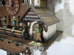 Vintage Schneider Black Forest Wood German Cuckoo Clock Mill Music Box Animated