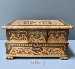 Vintage Sorento Marquetry Wooden Inlay Musical Jewellery Box Padded Interior