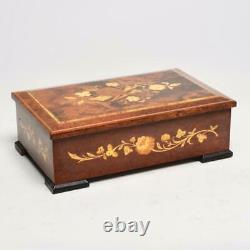 Vintage Sorrento Burl Wood Music Box, Sankyo Bee's Bell, Blue Danube, 12w