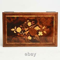 Vintage Sorrento Burl Wood Music Box, Sankyo Bee's Bell, Blue Danube, 12w