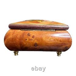 Vintage Sorrento Italian Inlaid Wood Sankyo Music Box Edelweiss Italy 1950s-80s