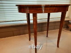 Vintage Sorrento Italian Marquetry Inlaid Wood Floral Music Box Accent Table