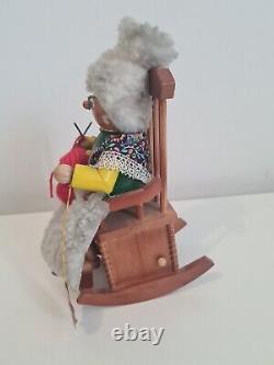 Vintage Steinbach Germany Musical Mechanical Wind Up Wood Rocking Chair Grandma