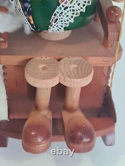 Vintage Steinbach Germany Musical Mechanical Wind Up Wood Rocking Chair Grandma