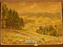 Vintage Swiss 2 Tune Thorens Wood Music Box Jewelry Casket Scenic Landscape A228