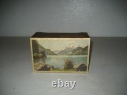 Vintage Swiss Music Jewelry wood Box 2 songs working