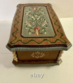 Vintage Swiss Reuge Hand painted Wood Jewelry Music Box