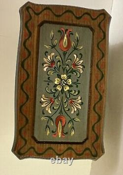 Vintage Swiss Reuge Hand painted Wood Jewelry Music Box