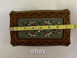 Vintage Swiss Reuge Hand painted Wood Jewelry Music Box