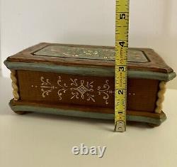 Vintage Swiss Reuge Hand painted Wood Jewelry Music Box