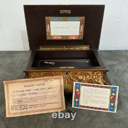 Vintage Swiss Reuge Sainte Croix CH 3/72 Wood Inlaid Music Box Thieving Magpie