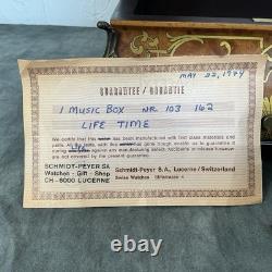 Vintage Swiss Reuge Sainte Croix CH 3/72 Wood Inlaid Music Box Thieving Magpie