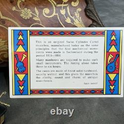 Vintage Swiss Reuge Sainte Croix CH 3/72 Wood Inlaid Music Box Thieving Magpie
