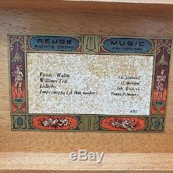 Vintage Swiss Reuge Saints Croix Music Box 4 Songs 50 Combs Burl Wood 9