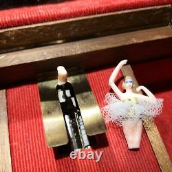 Vintage Swiss Reuge Style Dancing Ballerina Mirror Trinket Jewelry Musical Box