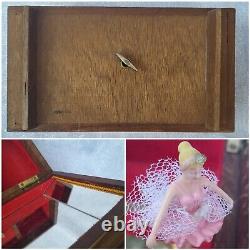 Vintage Swiss Reuge Style Dancing Ballerina Mirror Trinket Jewelry Musical Box