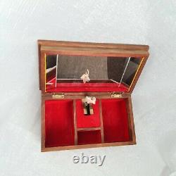 Vintage Swiss Reuge Style Dancing Ballerina Mirror Trinket Jewelry Musical Box