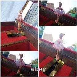 Vintage Swiss Reuge Style Dancing Ballerina Mirror Trinket Jewelry Musical Box