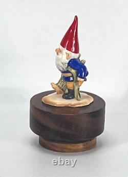 Vintage Swiss Reuge Wood Music Box Klemmer's of Hawaii David The Gnome Crutches