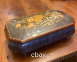 Vintage Swiss Romance by Reuge Inlaid Wood Music Box Made in Italy Lara's Theme