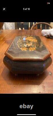 Vintage Swiss Romance by Reuge Inlaid Wood Music Box Made in Italy Lara's Theme