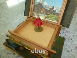 Vintage Swiss Wooden House Reuge Dancing Ballerina Music Box (watch The Video)