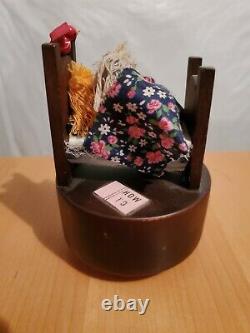 Vintage TACKYDAN Wood MUSIC BOX Beddybye Exotic Couple in Bed Making Love Works