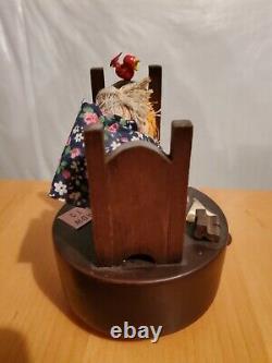 Vintage TACKYDAN Wood MUSIC BOX Beddybye Exotic Couple in Bed Making Love Works