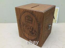 Vintage TOYSTALGIA 1979 WOOD MUSIC BOX COIN/BANK BOX