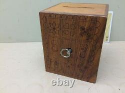 Vintage TOYSTALGIA 1979 WOOD MUSIC BOX COIN/BANK BOX