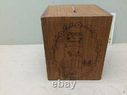 Vintage TOYSTALGIA 1979 WOOD MUSIC BOX COIN/BANK BOX