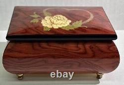 Vintage The San Francisco Music Box Wood Inlay Lacquered Jewelry Box Italy