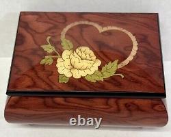 Vintage The San Francisco Music Box Wood Inlay Lacquered Jewelry Box Italy