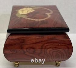 Vintage The San Francisco Music Box Wood Inlay Lacquered Jewelry Box Italy