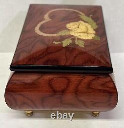 Vintage The San Francisco Music Box Wood Inlay Lacquered Jewelry Box Italy