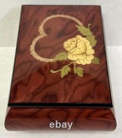 Vintage The San Francisco Music Box Wood Inlay Lacquered Jewelry Box Italy