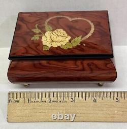 Vintage The San Francisco Music Box Wood Inlay Lacquered Jewelry Box Italy