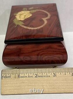 Vintage The San Francisco Music Box Wood Inlay Lacquered Jewelry Box Italy