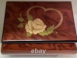 Vintage The San Francisco Music Box Wood Inlay Lacquered Jewelry Box Italy