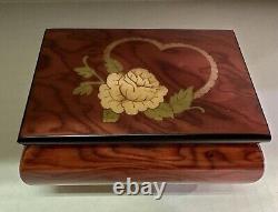 Vintage The San Francisco Music Box Wood Inlay Lacquered Jewelry Box Italy