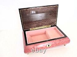 Vintage The San Francisco Music Box Wood Inlay Lacquered Jewelry Box Italy Pink