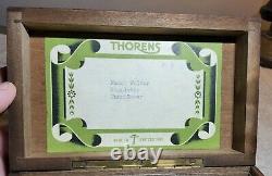 Vintage Thorens #26 1/2 Made In Switzerland 3 Song Music Box In Wood Display Box