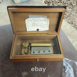 Vintage Thorens 3 Tune 52 Note Swiss Cylinder Wooden Music Box Wooden