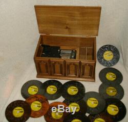 Vintage Thorens AD-30 Disc Music Box in Walnut Wood Case Plus 14 Discs