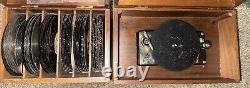 Vintage Thorens Disc Music Box Switzerland Plays Swiss Wood Box with49 disc