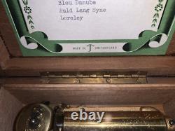 Vintage Thorens Music Box #26 1/2 Made In Switzerland Inlayed Wood Display Box