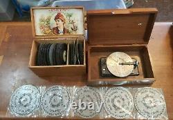 Vintage Thorens Music Box Wood 41 Discs