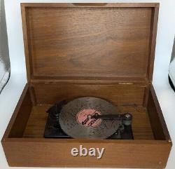 Vintage Thorens Swiss Wood Music 4.5 Metal Disc Player 17 Discs Works (Video)