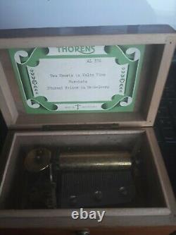 Vintage Thorens Switzerland 3 tune Music Box Rare Collectors Antique AL336