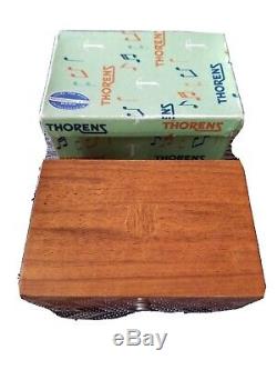 Vintage Thorens Wood Inlaid Music Box 26 1/2 Plays 3 Songs With Original Box